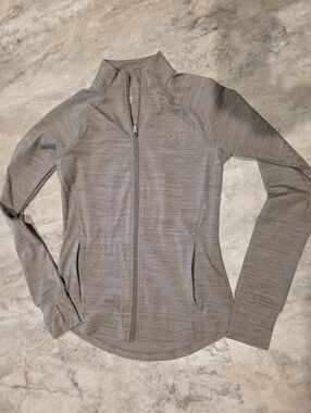brown Heathered Zip-Up Long Sleeve Jacket